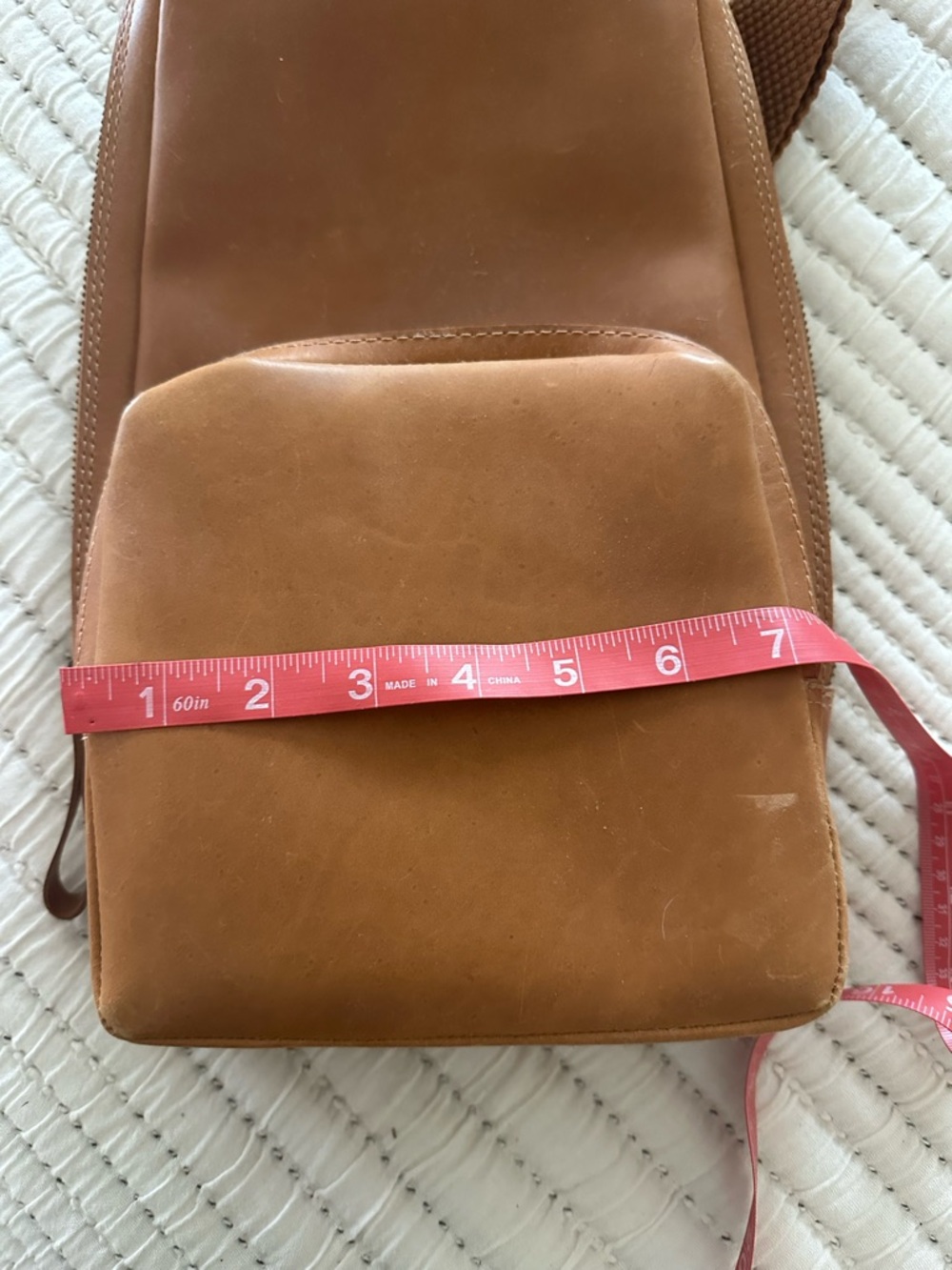 Leather Sling Bag in Tan form ABLE - Picture 9 of 13